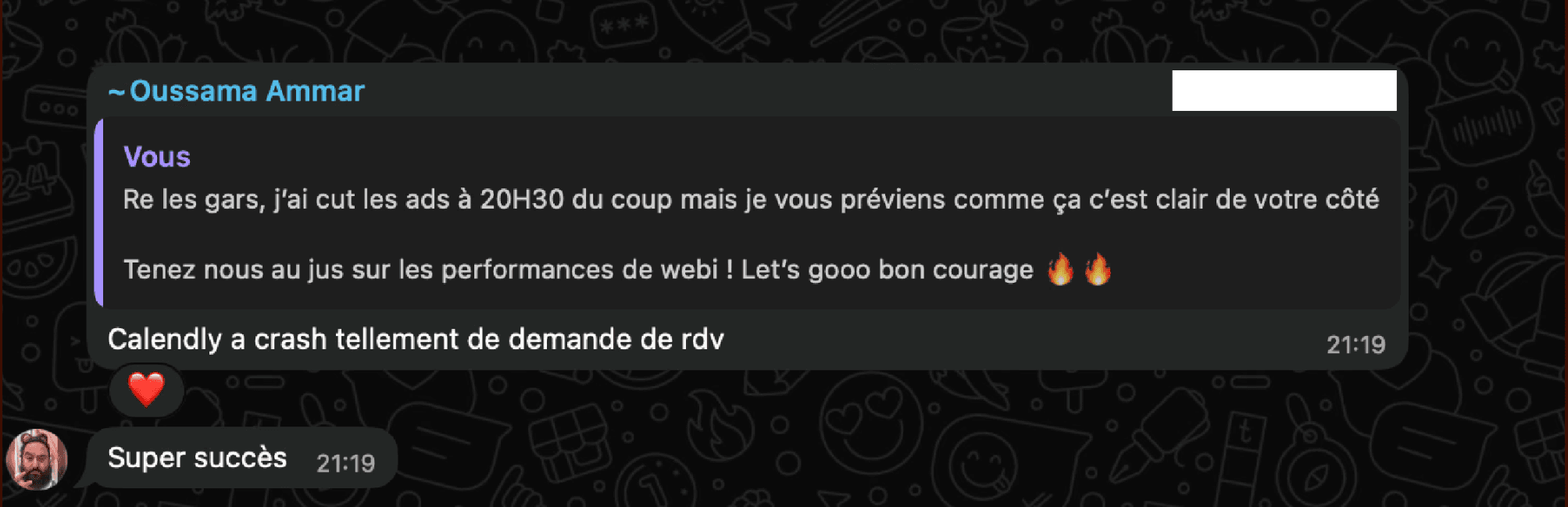 Message de Oussama Ammar