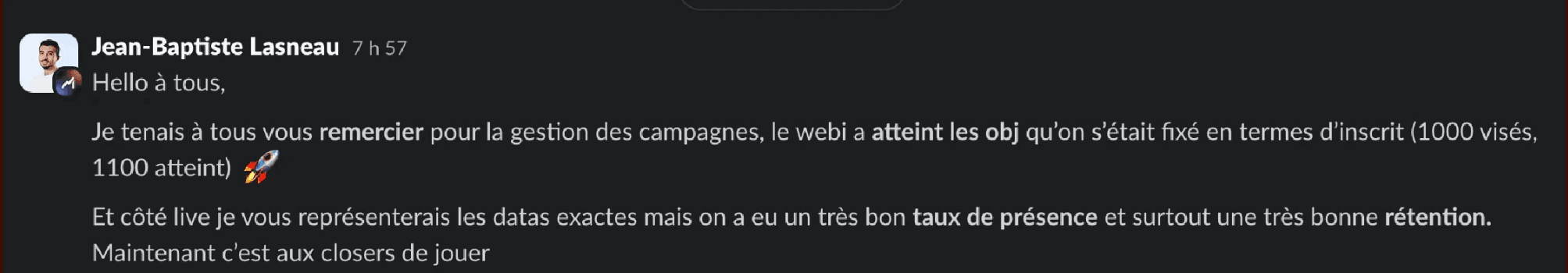 Message de Thimothée Moiroux